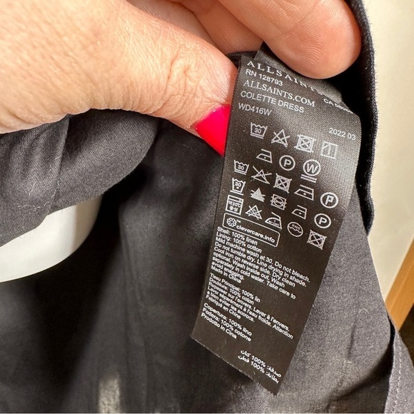 All Saints Colette Linen Mini Dress in Black 10 - Picture 7 of 10